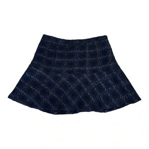 Kenneth Cole Fall 2012 Collection Blue Black Wool Blend Mini Skirt Women size 12